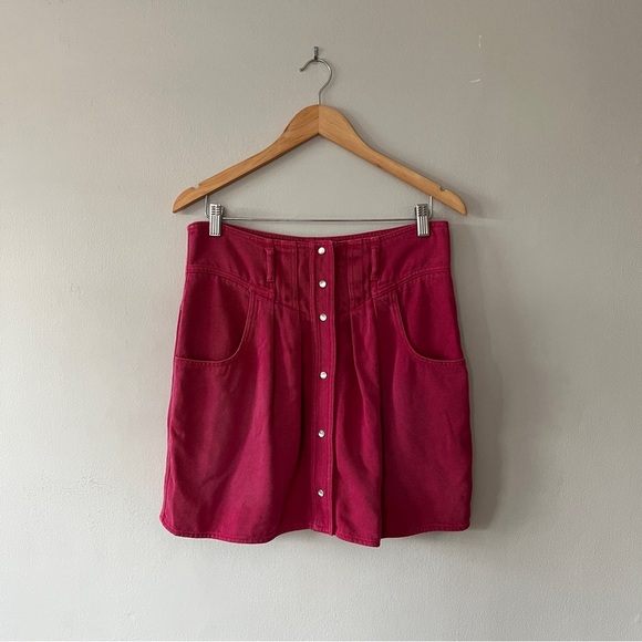 Isabel Marant Étoile High-waisted Denim Skirt in Hot Pink Size 42/10 NWOT - Picture 1 of 4